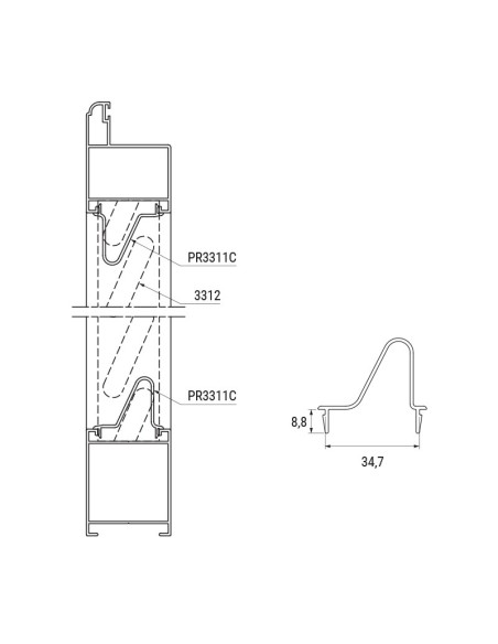 PR3311C - Compensating profile 6500 mm, for slats 3312