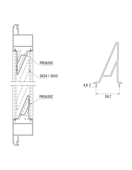 PR3635C - Compensating profile, lg 6500, for slats 3634-3635