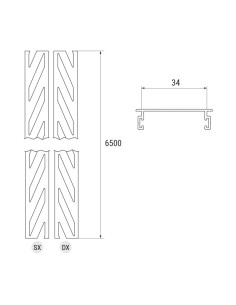 3634 - Coppia barre pretranciato L 6500 mm, cava 35 mm 2