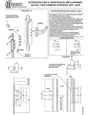 3425 - MECCANISMO ALGOL MONODIREZIONALE ANTA-RIBALTA CE
