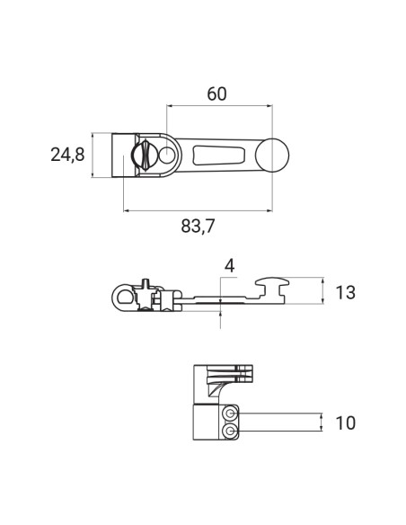 24003 - Kit with short zamak espagnolette handle