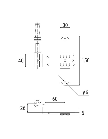 2126 - Internal pivot with height adjustable pin