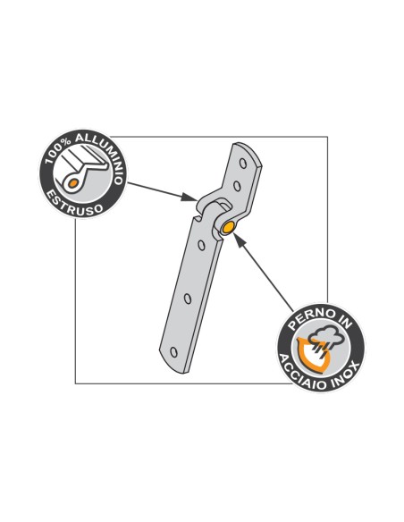 6019 - Charnière pour volet articulé avec axe inox - Recouvrement 14 mm