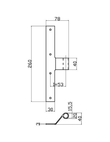 6023 - Middle shutter hinge - Series 60 - I 53 mm - Offset 30 mm