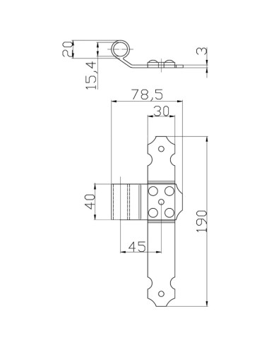 7023DX - Bandella mezzo squadro destro I   45 Collo 20 mm