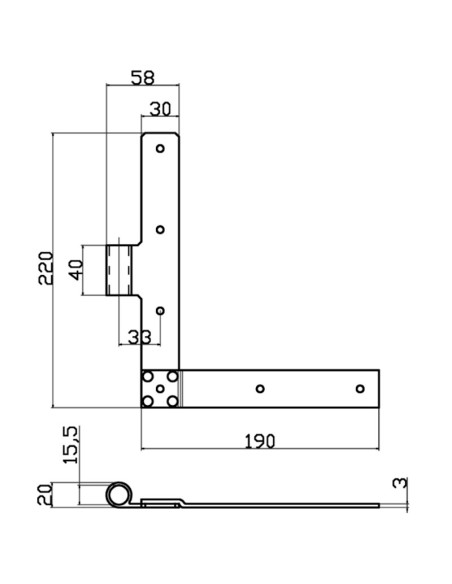 L4020DX - Shutter hinge right side - Series 40 - I   33 mm