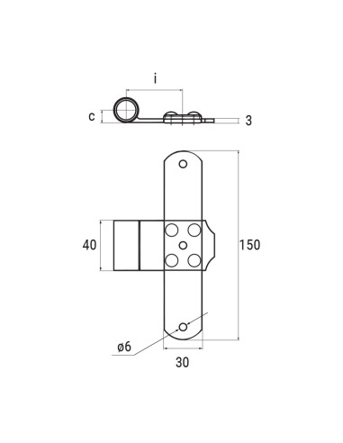 2046 - T-shaped hinge - Series 20 - I   45 mm - Offset   40 mm