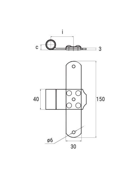 2064 - T-shaped hinge - Series 20 - I   64 mm - Offset   23 mm
