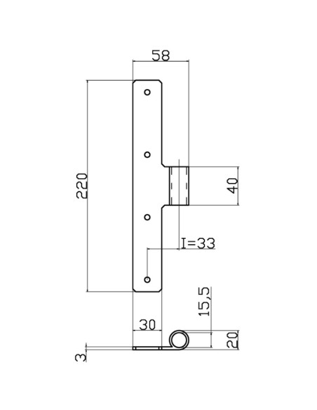 4020 - Middle shutter hinge - Serie 40 - I   33 mm - Coplanar