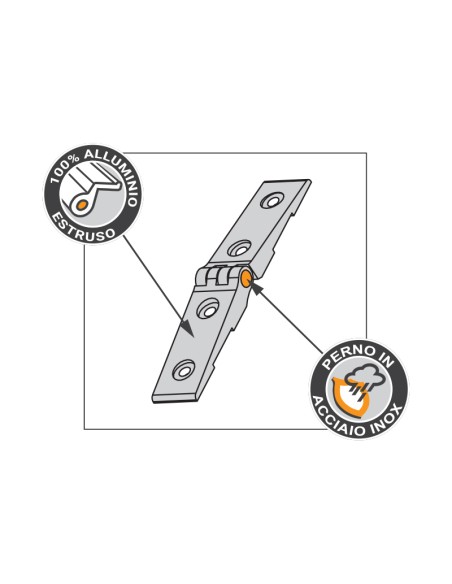 6017 - Charnière pour volet articulé à la toscane, axe inox - Coplanaire
