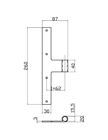 6020 - Middle shutter hinge - Series 60 - I   62 mm - Offset   10 mm -  Coplanar