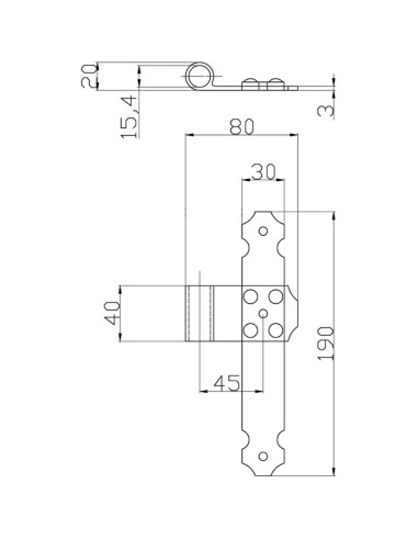 7022DX - Middle shutter hinge right side - Series 70 - I   45 mm