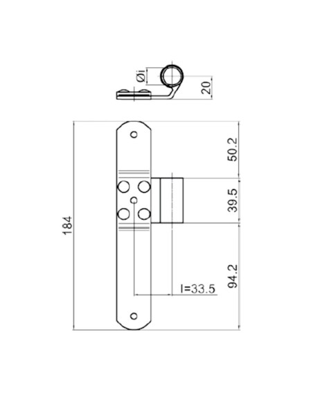 7033SX - Bandella mezzo squadro sin. I  33,5 Collo 20 mm
