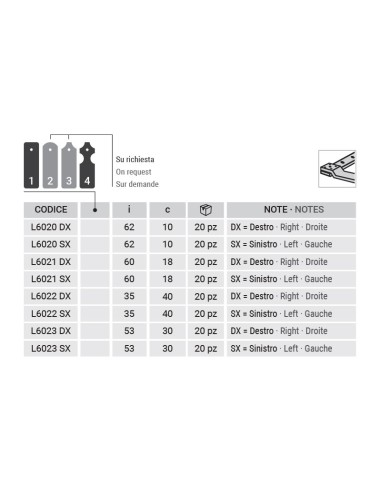L6023SX - Shutter hinge left side - Series 60 - I   53 mm