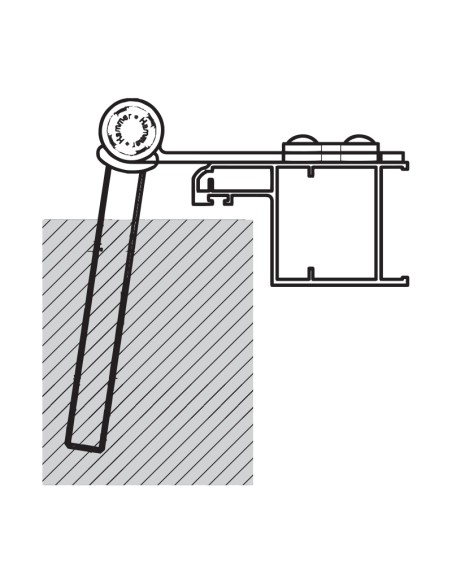 L7024DX - Équerre de volet droit - Série 70 - I   61,5 mm