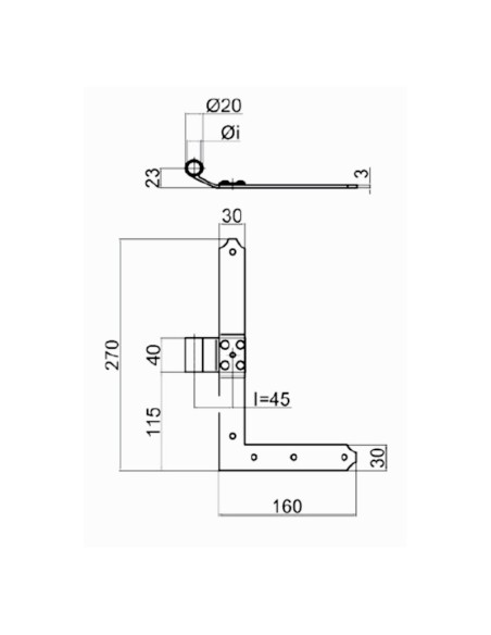 L7027DX - Shutter hinge right side - Series 70 - I   45 mm