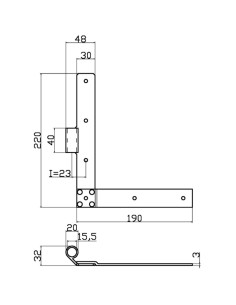 L4021DX - Bandella squadro destro - Serie 40 - I   23 mm 2