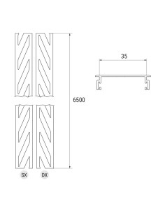 3635 - Coppia barre pretranciato, L 6500 mm, cava 36 mm 2