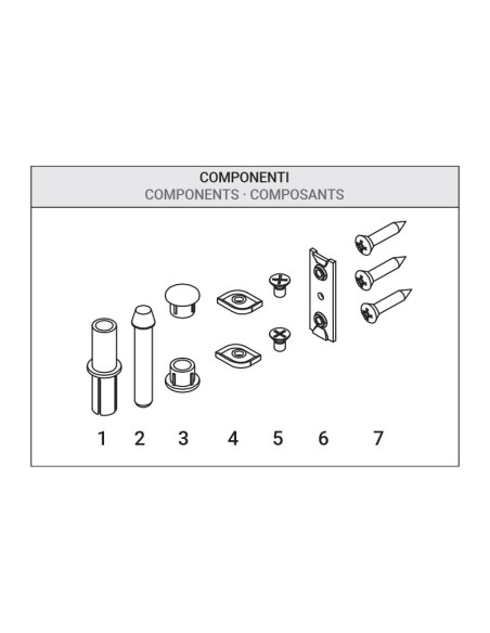AG-105 - Charnière pour portes d’intérieur en aluminium/bois, 3+2 trous