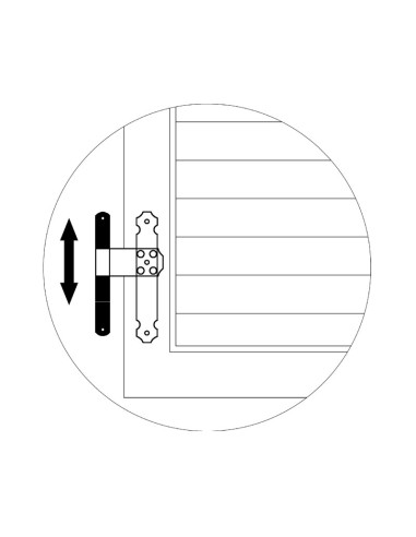 2120RV - Gond sur plaque 20 x 03 mm avec axe réglage vertical - Déport   24 mm