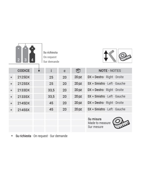 2125DX - Gond sur plaque 30 x 03 mm droit - I   25 mm - Déport   20 mm