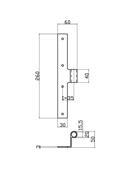 6022 - Middle shutter hinge - Series 60 - I 35 mm - Offset 40 mm