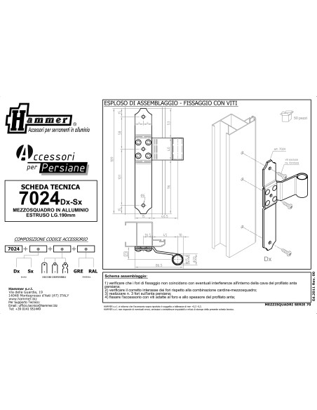 7024DX - Bandella mezzo squadro destro I  61,5 Collo 23 mm