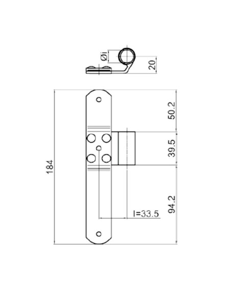 7033DX - Middle shutter hinge right side - I 33,5 mm - Offset 20 mm