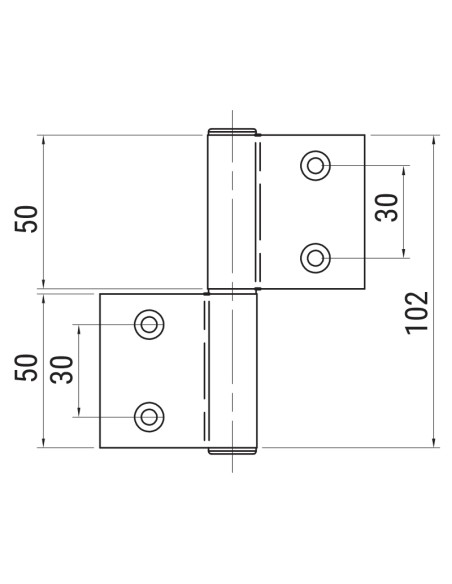 AG-LF - Charnière pour portes d'intérieur en aluminium/bois, 2 trous