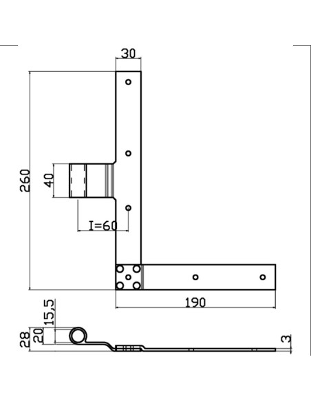 L6021SX - Shutter hinge left side - Series 60 - I   60 mm