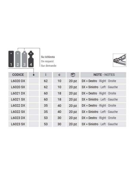 L6023SX - Shutter hinge left side - Series 60 - I   53 mm