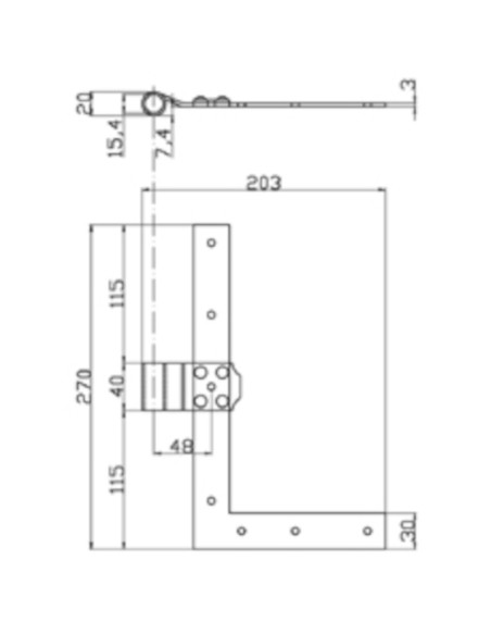 L7020SX - Shutter hinge left side - Series 70 - I   48 mm