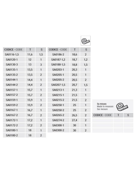 SA0207-1,5 - Squadretta allineamento battuta 20,7 mm x 1,5 mm