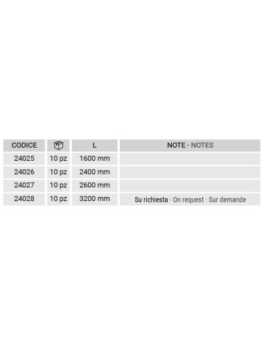 24027 - Asta tonda ø 9 mm nera per spagnoletta lg. 2600 mm