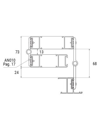 AN011 - Two wings hinge in aluminium - Long offset
