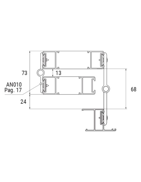 AN011 - Two wings hinge in aluminium - Long offset