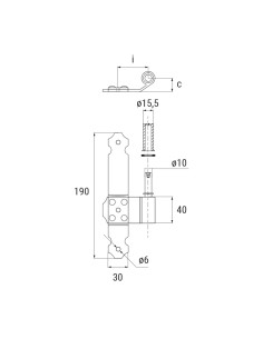 2145SX - Plate mounted left pivot - I   45 mm - Offset   20 mm 2