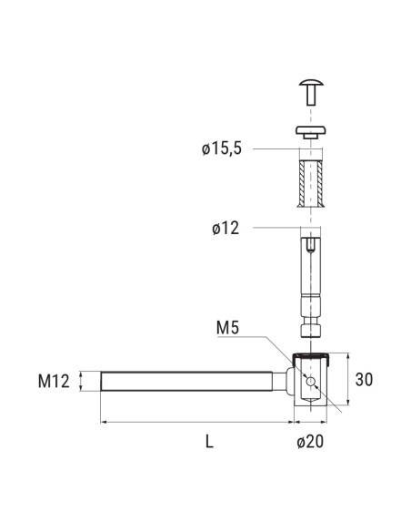 2105 - Gond pour scellement chimique avec axe non amovible (Take-Down kit)