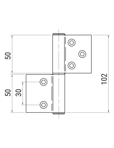 AG100-DCA17044 - Charnière pour portes d’intérieur en aluminium/bois, 3+2 trous