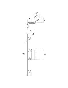 2081 - Flap hinge right/left side H2S System - A   17 mm (4th hole) - Offset   26 mm - Long flaps 2