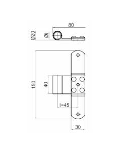 2042 - T-shaped hinge in aluminium - Series 20 - I   45 mm - Offset   10 mm 2