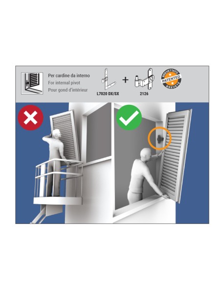 L7020DX - Shutter hinge right side - Series 70 - I   48 mm