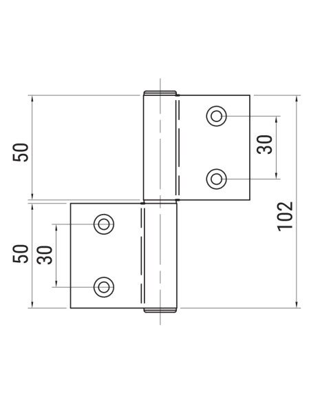 AG100-RN - Charnière pour portes d'intérieur en aluminium/bois à usage moyen-lourd, 2 trous