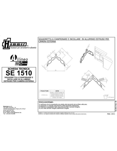 SE1510 - Équerre pour chambre extérieure, pour agrafage et collage