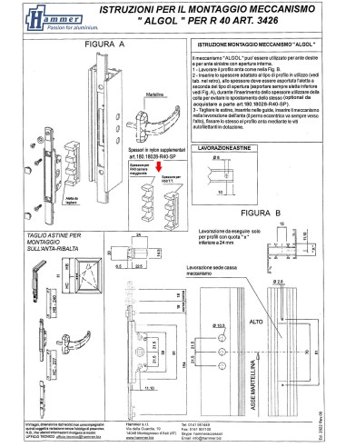 3426 - MECCANISMO ALGOL MONODIREZIONALE ANTA-RIBALTA R40
