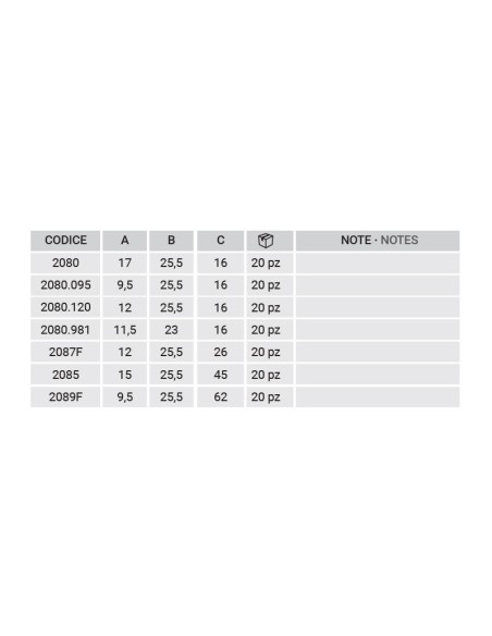 2080.095 - Flap hinge right/left side H2S System - A   9,5 mm (4th hole) - Offset   16 mm