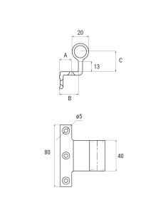 2082 - Flap hinge right/left side H2S System - A   15 mm (4th hole) - Offset   26 mm 2