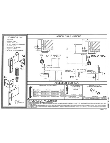 2089 - Hinge right/left side stainless steel pin - H2S System - A   80 mm - C   13,5 mm (Gap)