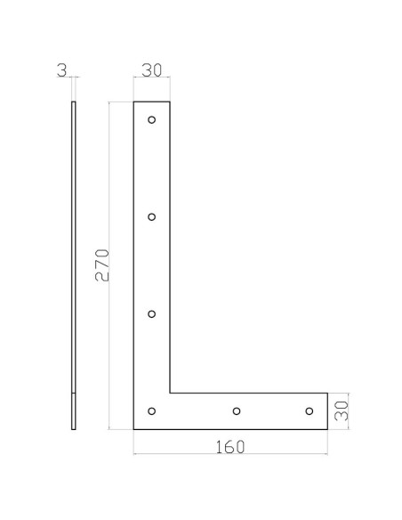 5008 - Angle reinforcement 270 x 160 mm for adjustable hinge