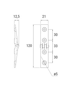 6017 - Hinge for tuscan style opening hatches, stainless steel pin, coplanar 2